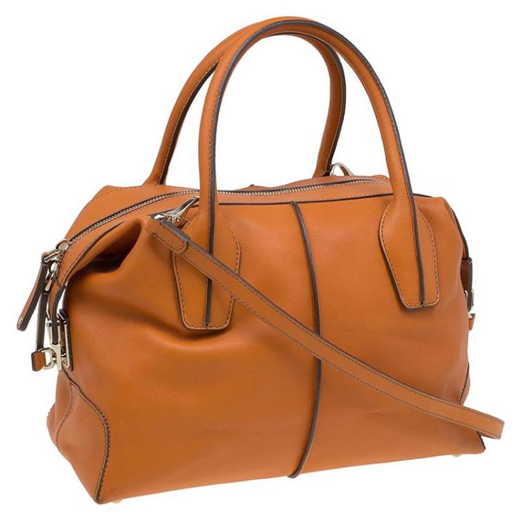 Pre Owned Tod's Orange Leather D Cube Bowler Bag