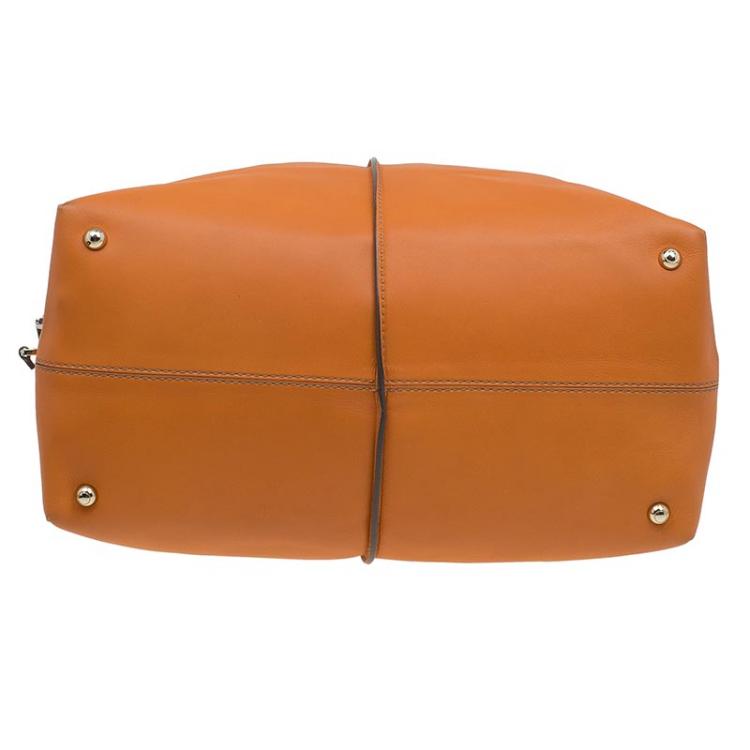 Pre Owned Tod's Orange Leather D Cube Bowler Bag