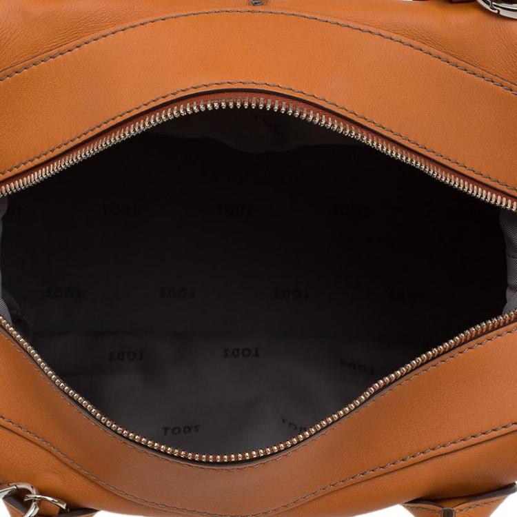Pre Owned Tod's Orange Leather D Cube Bowler Bag