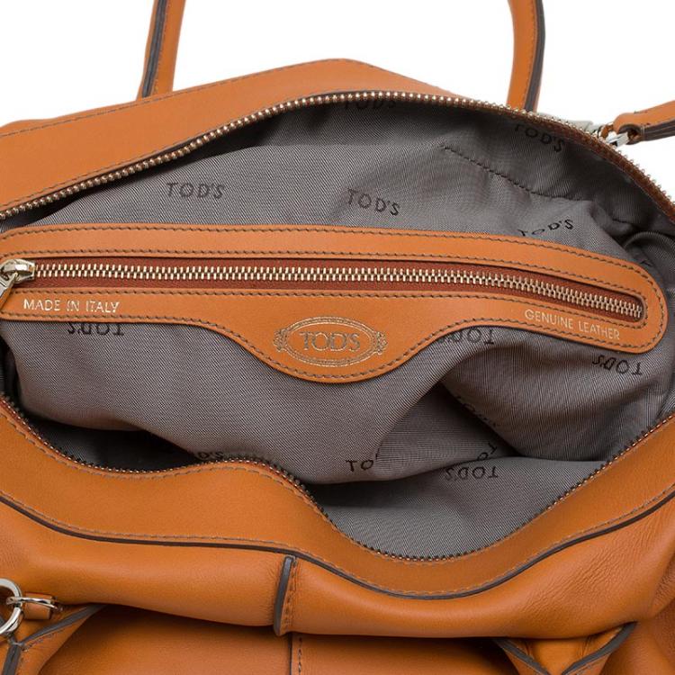 Pre Owned Tod's Orange Leather D Cube Bowler Bag