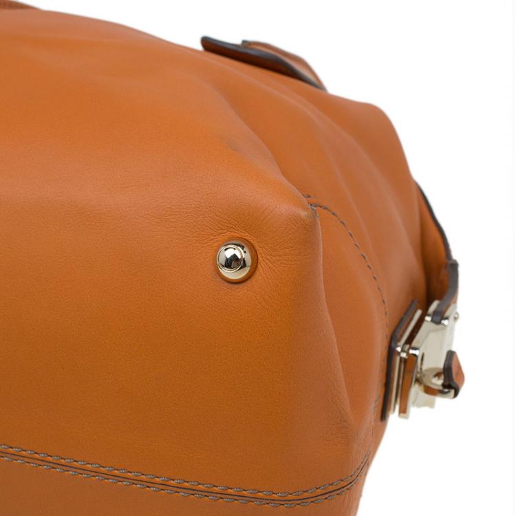 Pre Owned Tod's Orange Leather D Cube Bowler Bag