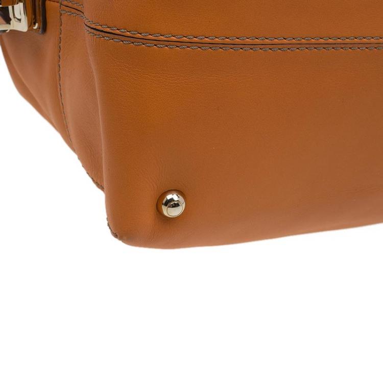 Pre Owned Tod's Orange Leather D Cube Bowler Bag