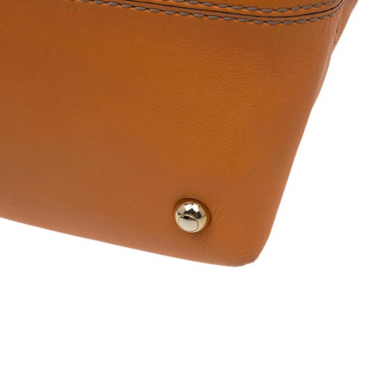 Pre Owned Tod's Orange Leather D Cube Bowler Bag