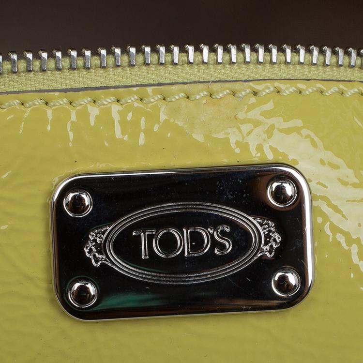 Pre Owned Tod's Yellow Patent Leather Signature Clutch