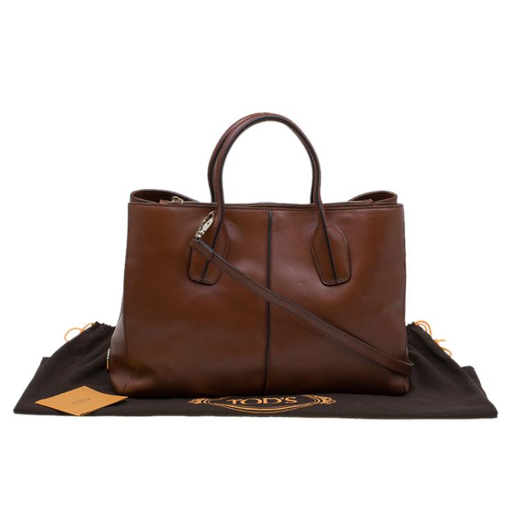Pre Owned Tod's Brown Leather Medium D-Cube Tote