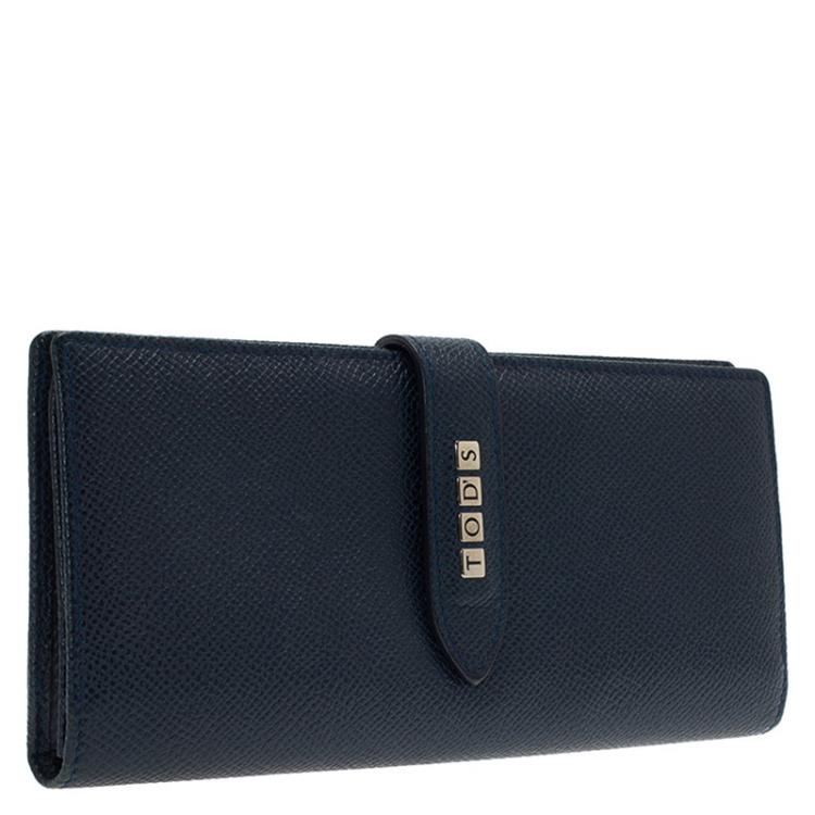 Pre Owned Tod's Dark Blue Leather Continental Wallet