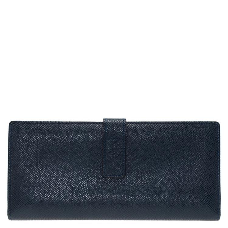 Pre Owned Tod's Dark Blue Leather Continental Wallet