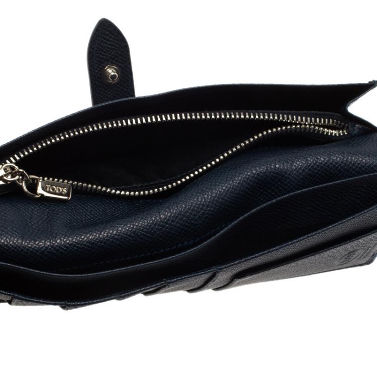 Pre Owned Tod's Dark Blue Leather Continental Wallet