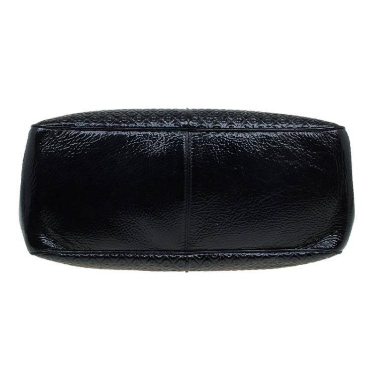 Pre Owned Tod's Black Patent Leather Signature Shopper Tote