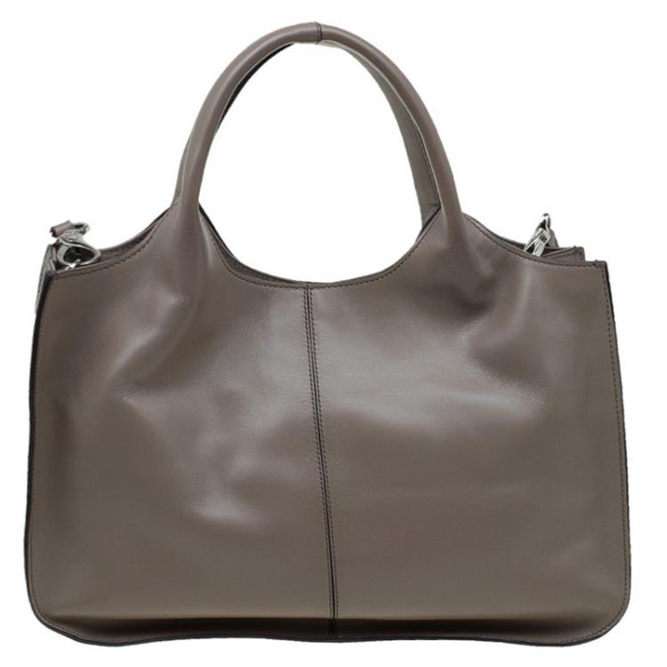 Pre Owned Tod's Beige Leather Dots Shopper Tote