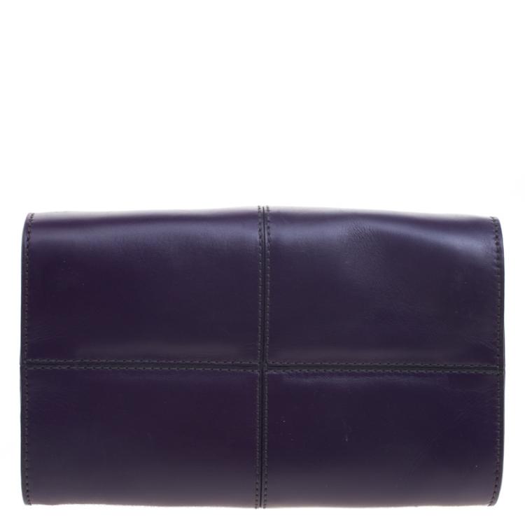Pre Owned Tod's Purple Leather Small Sella Bowling Bag