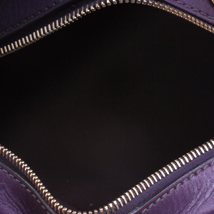 Pre Owned Tod's Purple Leather Small Sella Bowling Bag
