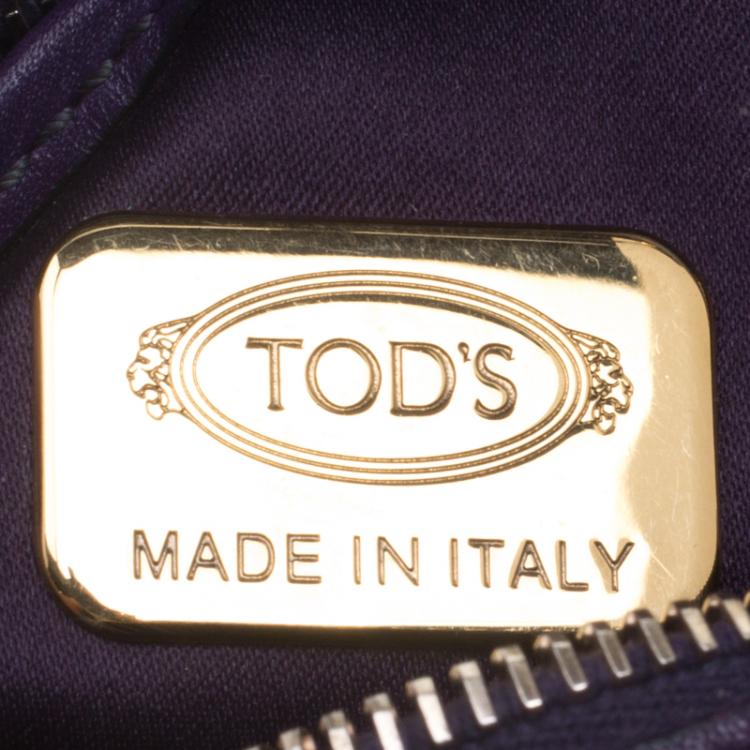 Pre Owned Tod's Purple Leather Small Sella Bowling Bag