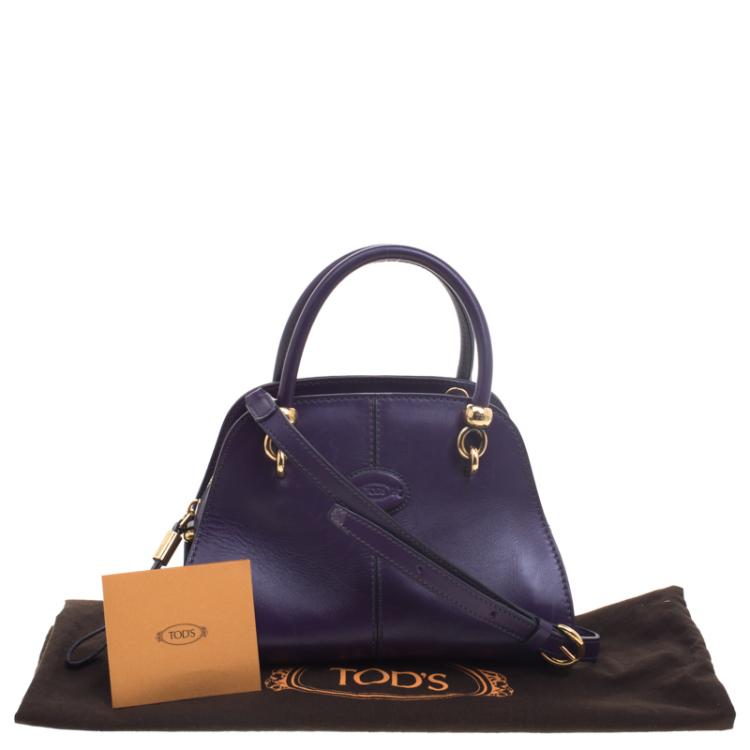 Pre Owned Tod's Purple Leather Small Sella Bowling Bag