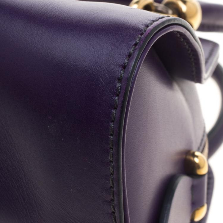 Pre Owned Tod's Purple Leather Small Sella Bowling Bag