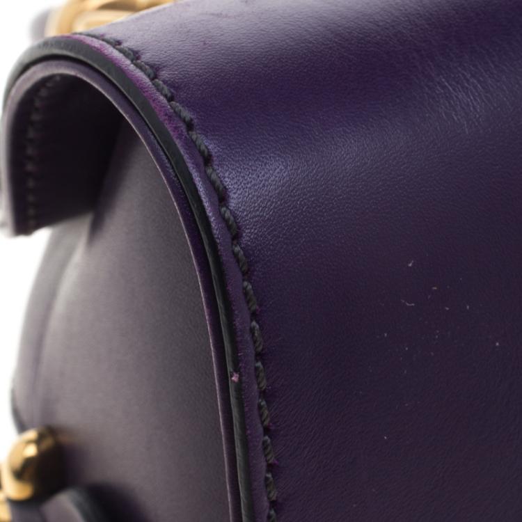 Pre Owned Tod's Purple Leather Small Sella Bowling Bag