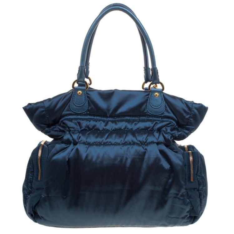 Pre Owned Tod's Blue Nylon Pashmy Pocket Media D Tote