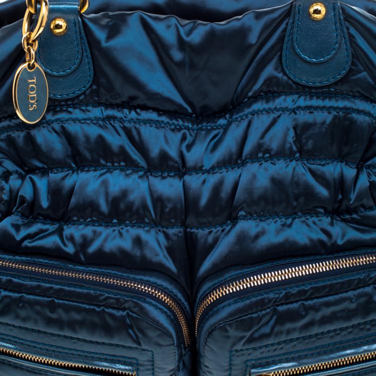 Pre Owned Tod's Blue Nylon Pashmy Pocket Media D Tote