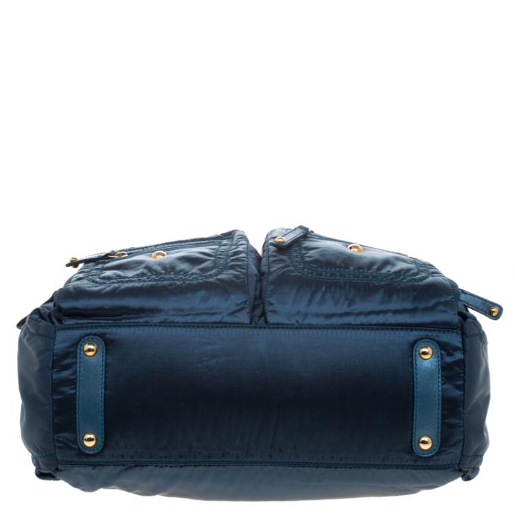 Pre Owned Tod's Blue Nylon Pashmy Pocket Media D Tote