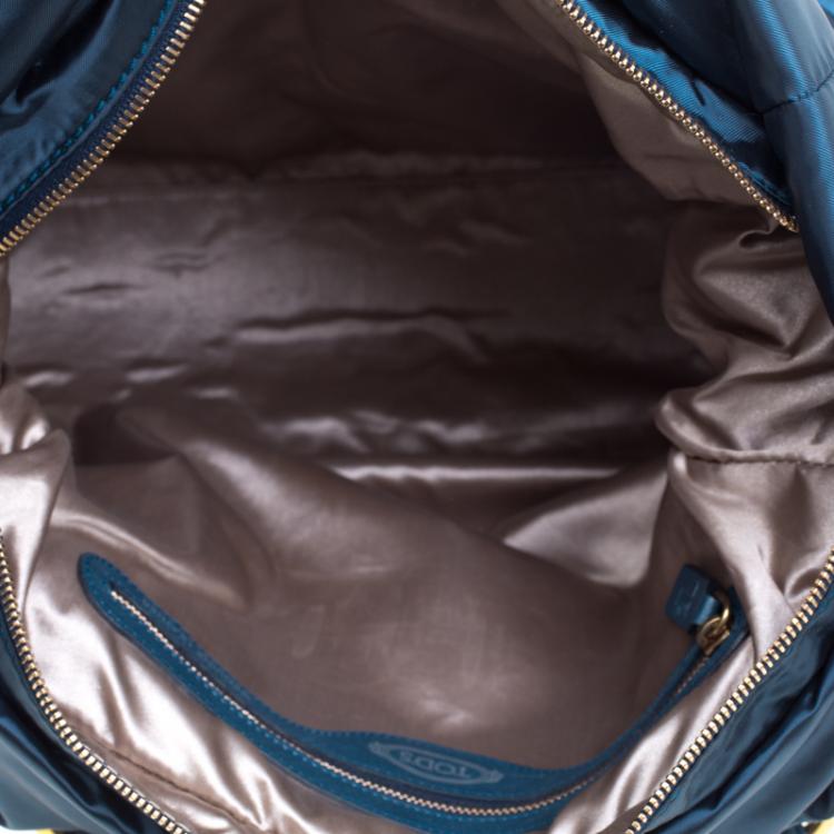 Pre Owned Tod's Blue Nylon Pashmy Pocket Media D Tote