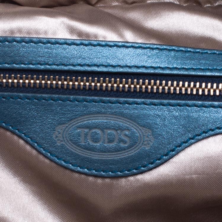 Pre Owned Tod's Blue Nylon Pashmy Pocket Media D Tote