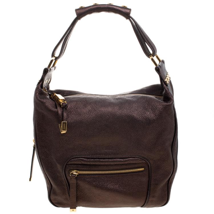 Pre Owned Tod's Bronze Leather Hobo