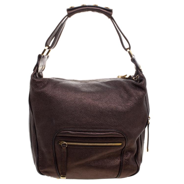 Pre Owned Tod's Bronze Leather Hobo