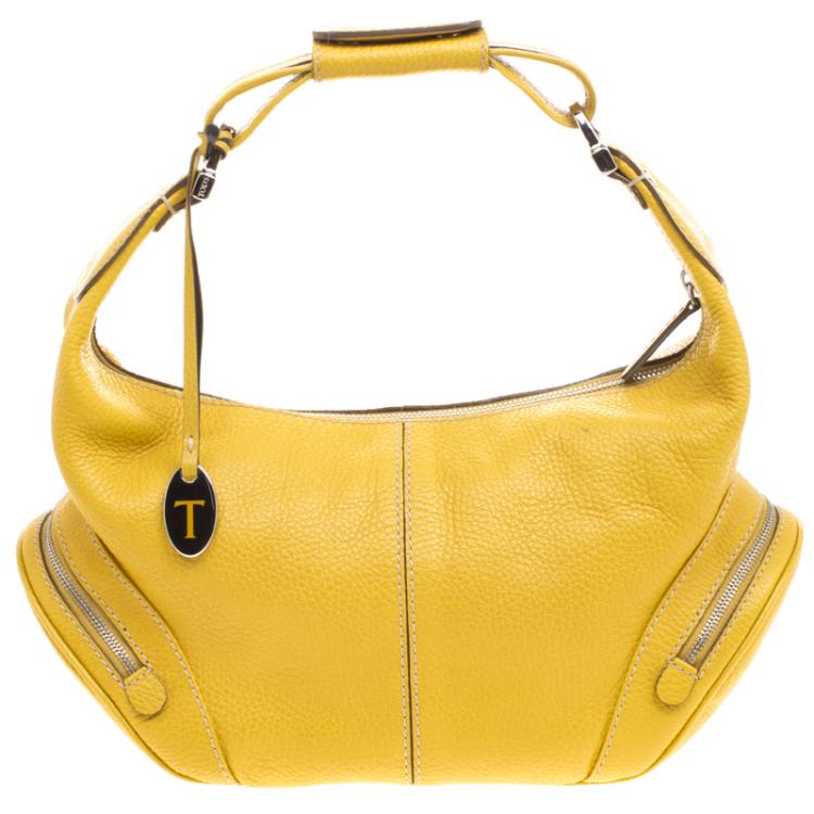 Pre Owned Tod's Yellow Leather Charlotte Hobo