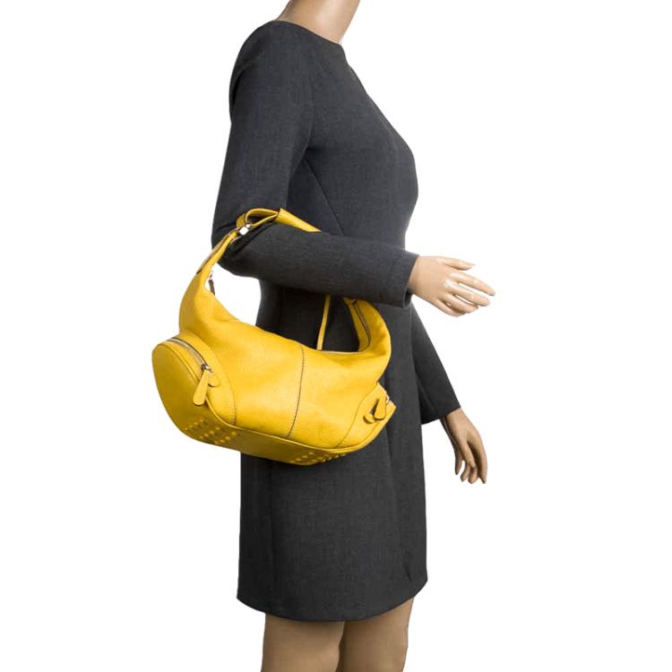Pre Owned Tod's Yellow Leather Charlotte Hobo