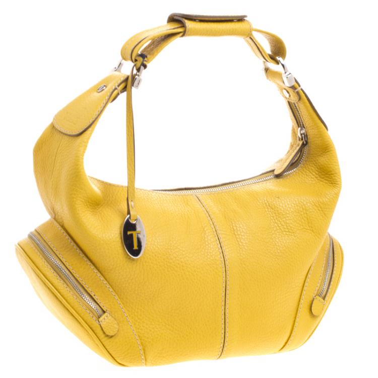 Pre Owned Tod's Yellow Leather Charlotte Hobo