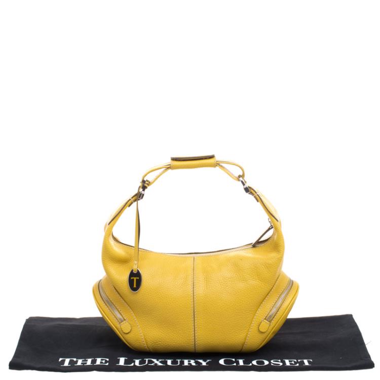 Pre Owned Tod's Yellow Leather Charlotte Hobo