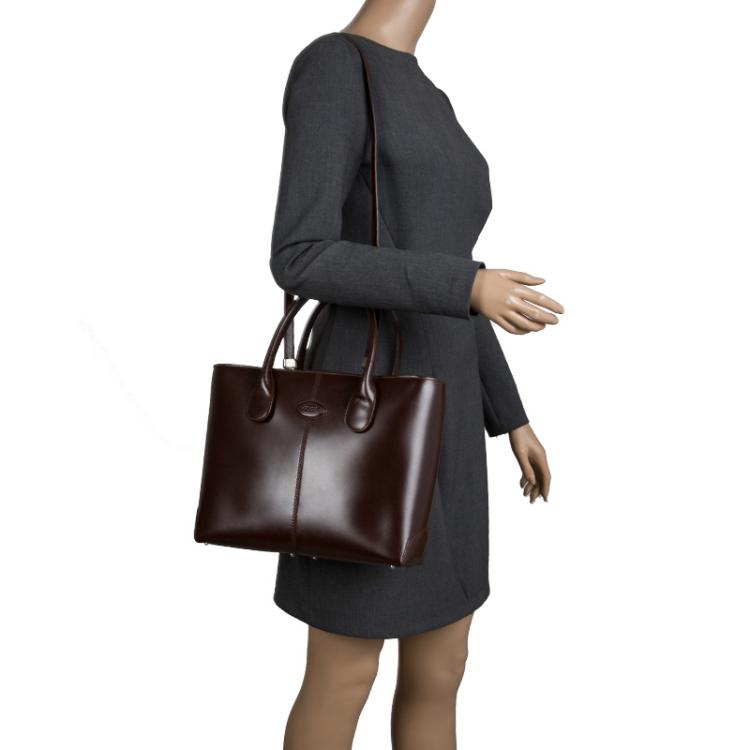 Pre Owned Tod's Dark Brown Leather Classic D Shopping Tote