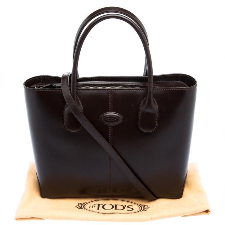 Pre Owned Tod's Dark Brown Leather Classic D Shopping Tote