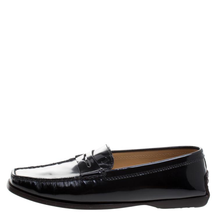 مملوكة مسبقًا Tod's Black Leather Square Toe Penny Loafers Size 36