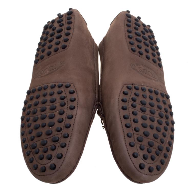 Pre Owned Tod's Brown Suede Horsebit Loafers Size 38