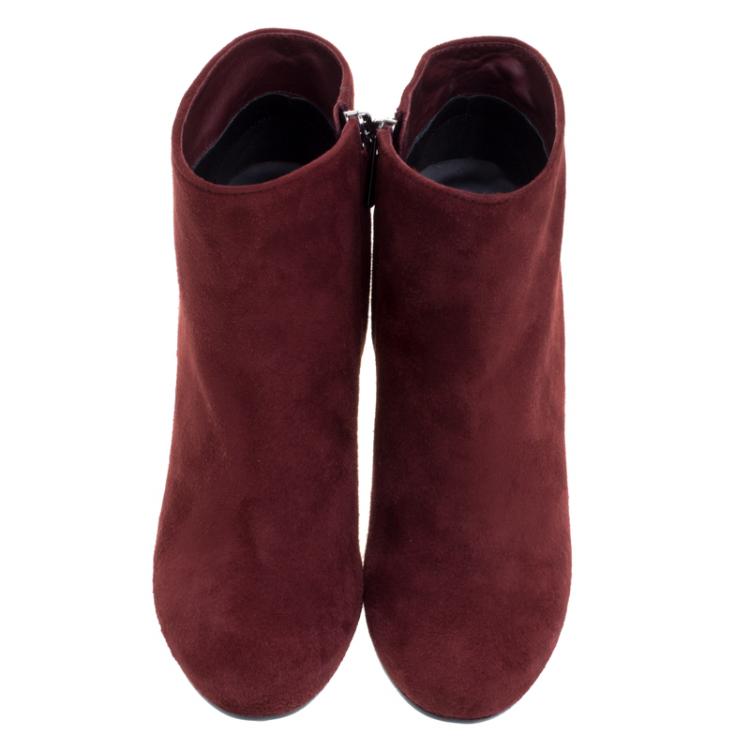 Pre Owned Tod's Burgundy Suede Ankle Boots Size 37