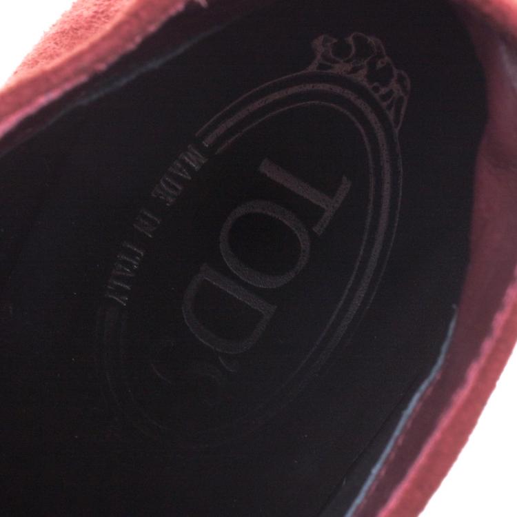 Pre Owned Tod's Burgundy Suede Ankle Boots Size 37