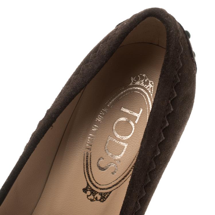 Pre Owned Tod's Brown Suede Jodie Loafer Pumps Size 38