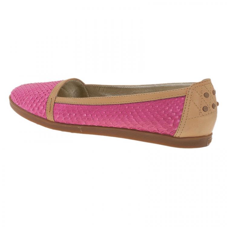 Pre Owned Tod's Pink Python Ballet Flats Size 37
