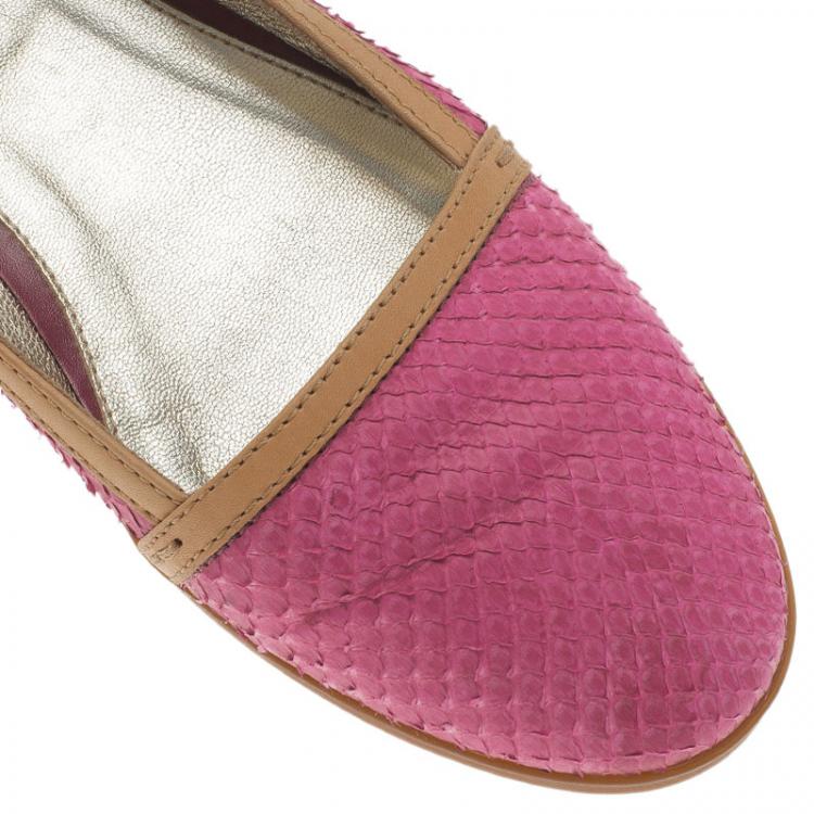 Pre Owned Tod's Pink Python Ballet Flats Size 37