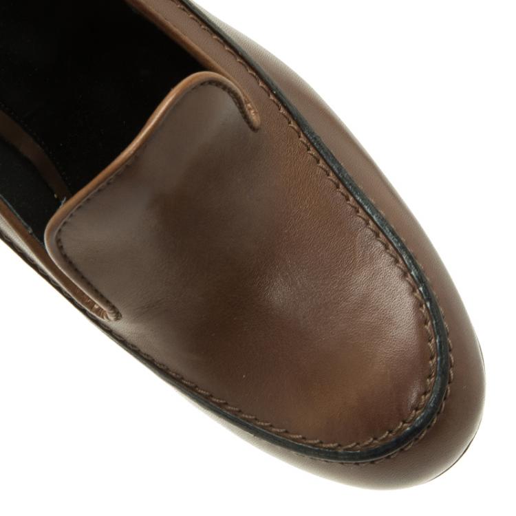 Pre Owned Tod's Brown Leather Loafer Platform Pumps Size 39.5 