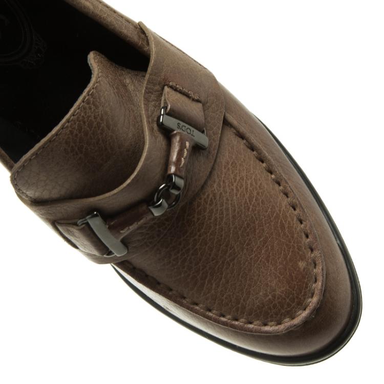 Pre Owned Tod's Brown Leather Loafer Pumps Size 36.5 