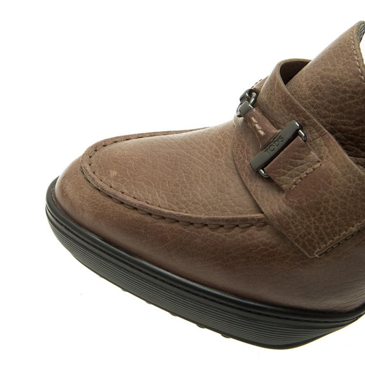 Pre Owned Tod's Brown Leather Loafer Pumps Size 36.5 