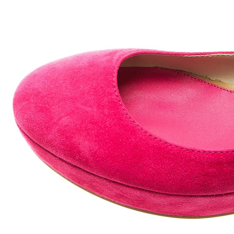 Pre Owned Tod's Pink Suede Ankle Strap Wedge Sandals Size 36.5 