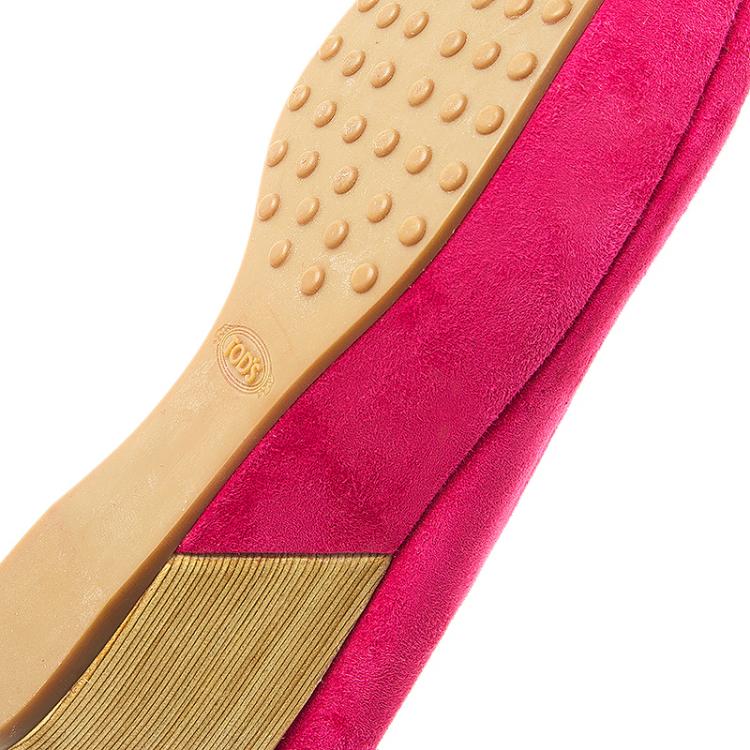 Pre Owned Tod's Pink Suede Ankle Strap Wedge Sandals Size 36.5 