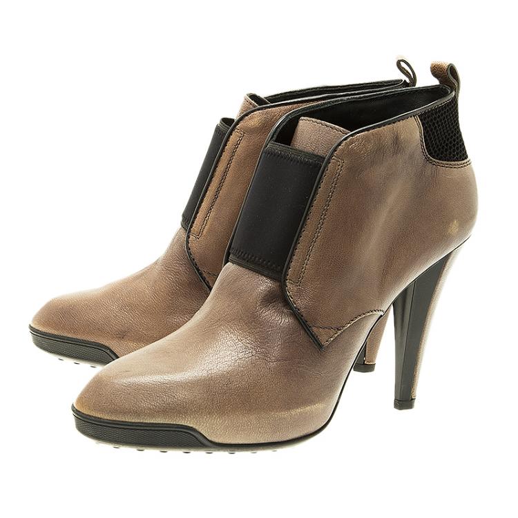 Pre Owned Tod's Brown  Leather Ankle Boots Size 40