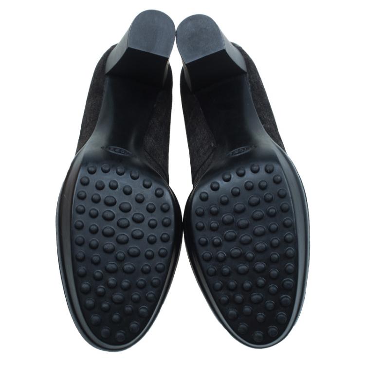 Pre Owned Tod's Black Suede and Leather Penny Loafer Pumps Size 40.5