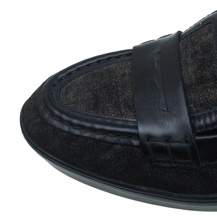 Pre Owned Tod's Black Suede and Leather Penny Loafer Pumps Size 40.5