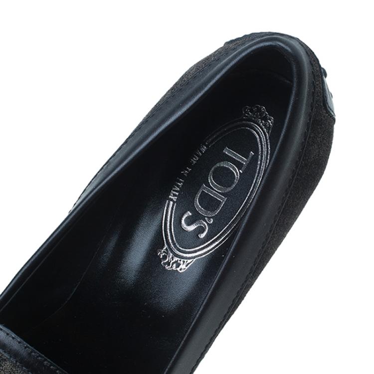 Pre Owned Tod's Black Suede and Leather Penny Loafer Pumps Size 40.5