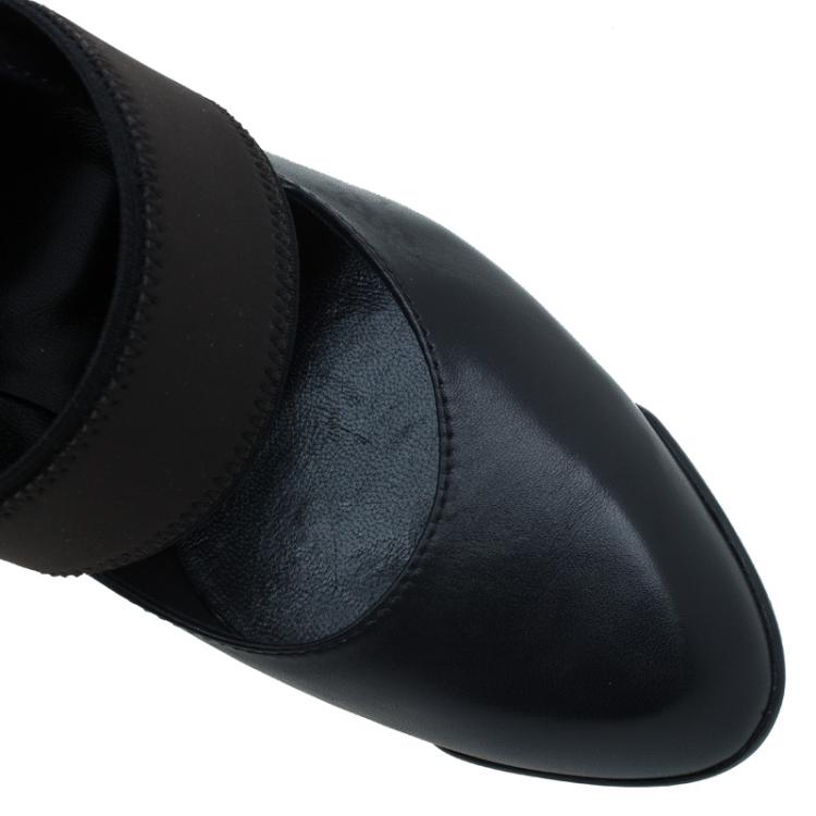 Pre Owned Tod's Black Leather Elastic Strap Pumps Size 37